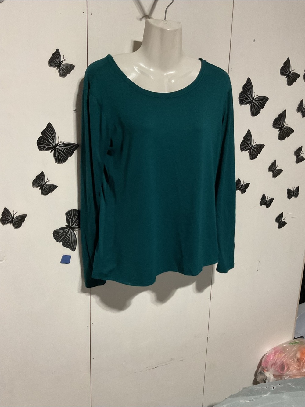 Women's Teal Long-Sleeve Scoop Neck Top